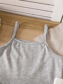 2pcs/Set Young Girl' Comfy Camisole & Ruffle Hem Shorts Set, Casual & Versatile For Spring/Summer - Multicolor - View 4