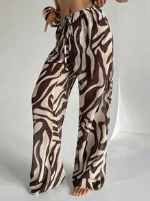 Aloruh Women's New Zebra Print Low Waist Wide Leg Beach Cover Up Pants, Vacation Clothes Vacation Women Beach For Woman Boho Women's Clothing Country Concert , Western Wear Women
