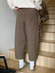 FRIFUL Women's Linen 7/8 Length Crop Pants, Spring/Summer
