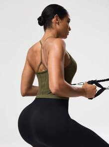 Seamluxe SHEIN Sport Women Solid Color Seamless Racerback Sports Top