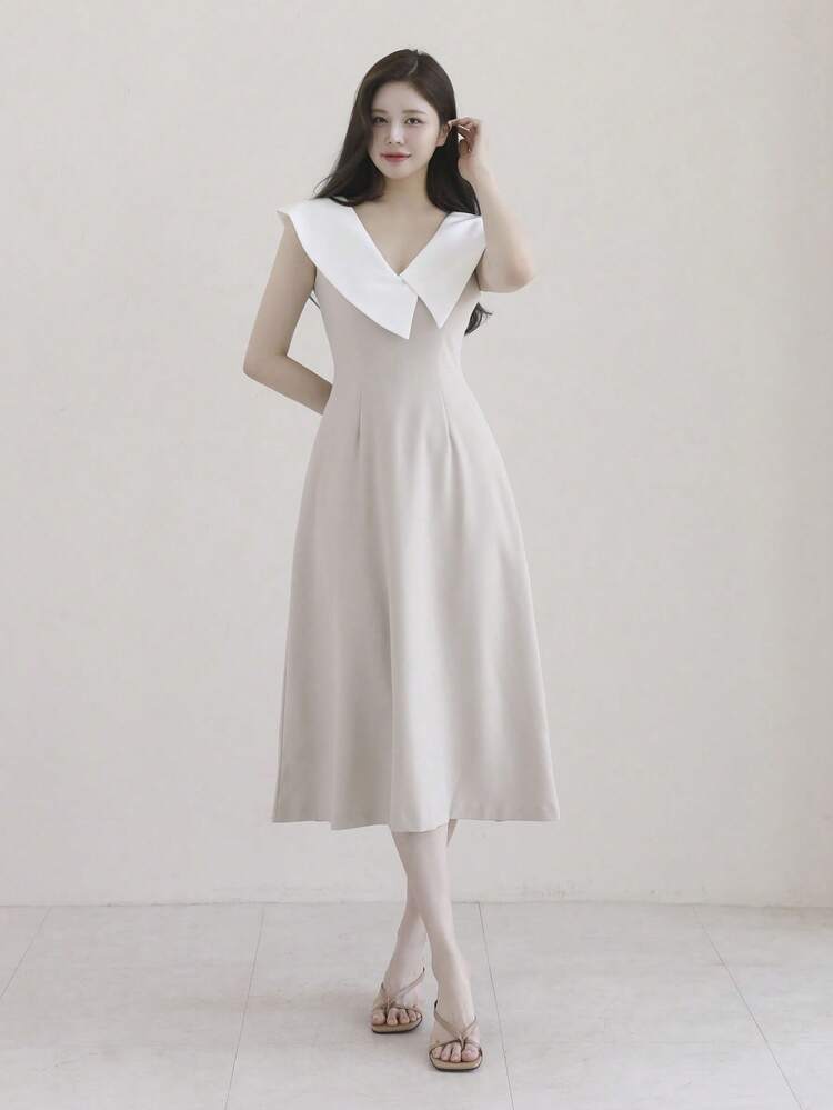 Women's Elegant Color Block Patchwork Summer Dress