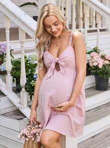 SHEIN Vestido casual de verano para mujeres embarazadas de unicolor con tirantes