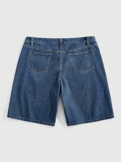 Pantalones cortos vaqueros azules informales de verano para hombre con apliques de letra