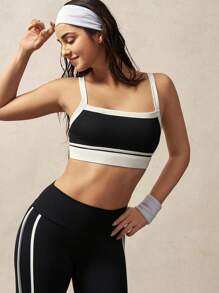 VARSITIE Top sportivo corto di moda con patchwork a colori contrastanti