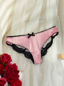 SpicyHot 1pc Women Lace Patchwork Crotchless Panty - Multicolor - View 7