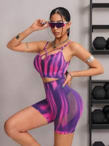 Innovista Set senza cuciture modellante e di supporto, set da palestra attivo da 2 pezzi, traspirante per cardio ed esercizi con i pesi, reggiseno sportivo push-up, top canotta, top corto, magliette senza maniche, maniche corte, senza fili, leggings con controllo pancia, equipaggiamento da allenamento coordinato, outfit da allenamento e tuta, abbigliamento urban athleisure, fashion icon, sconfiggere e lucido, splendore e sensazione per festival musicali e feste, indumento essenziale quotidiano, motivazione estiva, principessa Pilates rosa