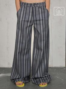 COUREZ Jeans vintage imprimés à taille basse et jambe évasée 100% coton style Y2K