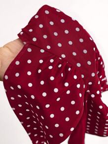 SHEIN BAE Sexig pricktryck för kvinnor med ryggfri grimstopp, sommar - Bourgogne - Visa 8