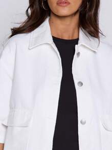 MUSERA Top d'été à manches mi-longues, col boutonné, coupe ample en jean. Idéal pour les festivals, les concerts, le style western, la rentrée, le bureau, le travail, le streetwear. Blanc, automne, printemps, décontracté, chic, bureau. - Blanc - Voir 5