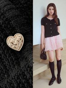 MOTF STUDIO 纽扣式短袖针织上衣 - 黑色 - 查看 7