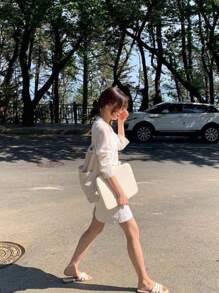 1 件简约柔软白色黑色笔记本电脑包、笔记本电脑保护套、Ins 风格、适用于笔记本电脑、平板电脑、Macbook、Ipad、Ipad Mini、多功能收纳包、iPad 平板电脑保护套、返校（黑白） - 彩色 - 查看 12