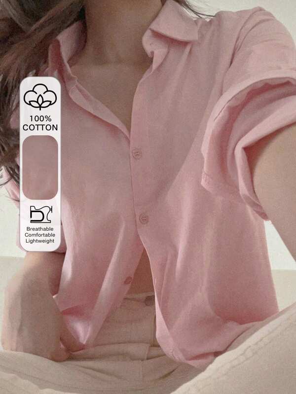 DAZY Blusa suelta y versátil de unicolor para mujer, ropa de otoño