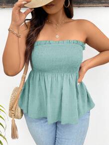 SHEIN Frenchy Top tubo con volantes de unicolor para mujer de talla grande
