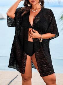 Swim Vcay Copricostume cardigan in stile kimono oversize in maglia e pizzo, perfetto per l'estate in spiaggia, taglia comoda