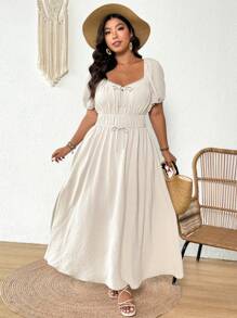 SHEIN Frenchy 大码休闲纯色连衣裙