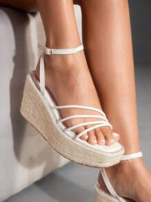 CUCCOO SZL Women's Wedge Thick Bottom Vacation Style Rope Sandals - Beige - View 6