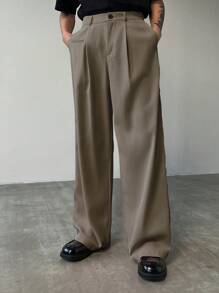 Claim Dot Men's Casual Suit Pants, Minimalist, Suitable For Summer - Mocha Brown - View 3