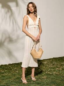 SHECARRY 编织手提包，简约实用多功能 - 杏色 - 查看 4