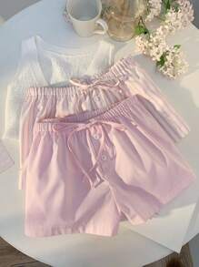 Comfortcana Pantalones cortos de mujer casuales con cordón a la cintura, de verano