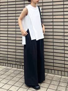 FRIFUL 女士休闲无袖开衩背心 - 白色 - 查看 4