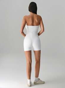 TRNVIE Embroidery & Print Casual Tight Romper - White - View 2