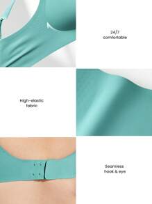 LUVLETTE Dream Curve 2ndSkin Green Wireless Seamless Plunge Lounge Sticky Basic SizeFreedom Bra No Show Underwear Comfortable Must-Haves Also Suitable For Teen Girl & Young & Kid