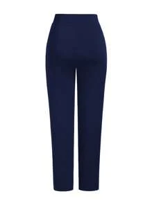 INAWLY Calça casual feminina com cós assimétrico e cor sólida, adequada para o verão