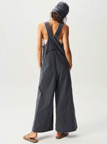 Bohemela 复活节音乐节波西米亚风休闲纯色针织口袋宽松阔腿水洗女连体裤