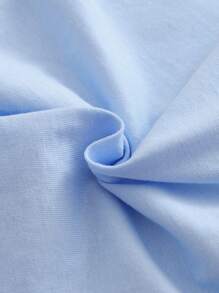 SHEIN Playful Pals 100% 纯棉针织短袖 Polo 衫，适合男婴，绅士风格优雅字母刺绣设计，适合休闲穿着、跑步、上学、送礼 - 春夏系列，适合户外使用 - 藍色 - 查看 5