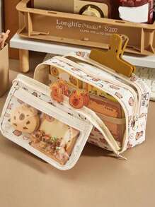 1 túi đựng bút trong suốt dung tích lớn Capybara Clamshell, hộp đựng bút chì học sinh có thiết kế khóa kéo nhiều lớp, có thể đựng 80 cây bút, có thể dùng để đựng phụ kiện văn phòng phẩm để bàn và các túi đựng khác (Một số tùy chọn không bao gồm phụ kiện!) Túi đựng đa năng dễ thương, hộp đựng bút chì, túi đựng mỹ phẩm đi học, văn phòng phẩm, mỹ phẩm, sản phẩm chăm sóc da, cọ, tiền xu, đồ dùng nhỏ, trở lại trường, đồ dùng học tập - Cà phê nâu - Xem 2