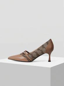 MOTF PREMIUM GIÀY CAO GÓT MŨI NHỎ KHAKI, GIÀY CÔNG SỞ CỔ ĐIỂN SANG TRỌNG DÀNH CHO NỮ - Màu Khaki - Xem 4