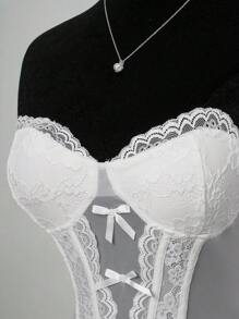 SHEIN ICON Summer Beach Cute White Lace Bandeau Top, Minimalist & Fashionable, Suitable For Summer