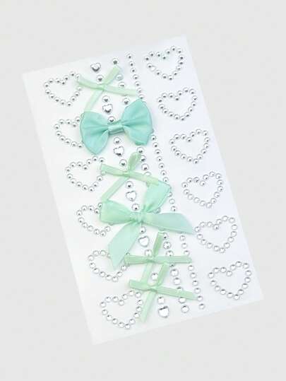 Kawaii 1 pieza de pegatinas de cristal con forma de mariposa y corazón para la cara