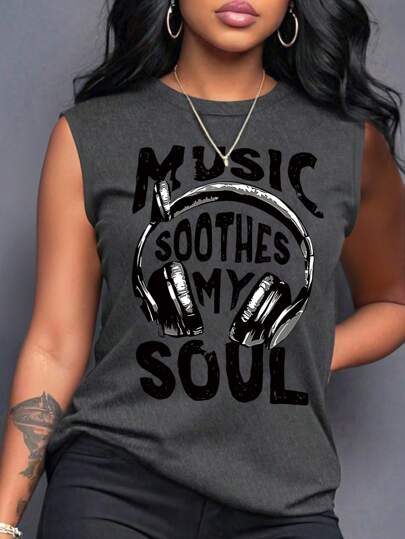 SHEIN LUNE Women's Camisole Tank Top, Streetwear Style, Graphic Print Camisole, Cute Summer Top, Vacation Vibe