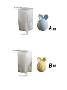 1pc Colorful Egg Shaped Silicone Mold - Rabbit Ears Candle, Wax, Plaster Decor Mold For DIY Handmade Casting, Holiday Decoration, Wedding, Party, Table Centerpiece