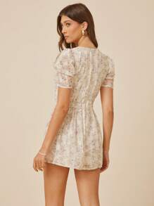 L'Amorae Kombinezon z bufiastymi rękawami, kwiatowym nadrukiem i haftem, stroje na brunch dla kobiet, dzień matki - Wielokolorowe - Zobacz 3