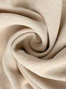 EMERY ROSE Plus Size Women's Spring & Summer Casual Countryside Style Floral Twist Design Fashion Versatile Khaki Color Long Pants - Apricot - View 7