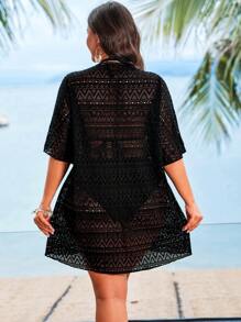 Swim Vcay Copricostume cardigan in stile kimono oversize in maglia e pizzo, perfetto per l'estate in spiaggia, taglia comoda