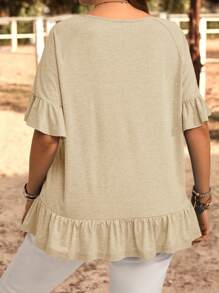 EMERY ROSE Áo thun tay ngắn màu trơn cỡ lớn, thoải mái và thời trang cho trang phục hàng ngày, mùa hè, kỳ nghỉ - Màu vàng - Xem 2