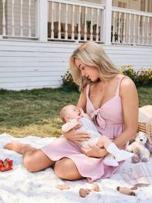 SHEIN Vestido casual de verano para mujeres embarazadas de unicolor con tirantes