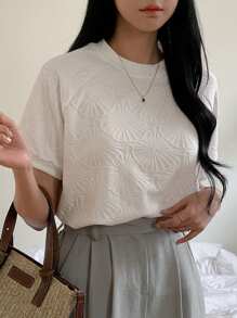 FRIFUL 女士宽松插肩袖纯色 T 恤，简约设计，夏季 - 白色 - 查看 3