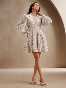 Anewsta Elegantes Blumenspitzen-Minikleid für Frauen, inspiriert von Festivals/Feiertagen/Ostern, geeignet für Frühling/Sommer