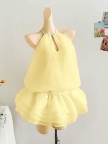 Soleia فستان قصير مزين بالشرائط واللؤلؤ مناسب للأجازة، المواعيد، عيد الحب، وحفلات الشاي بعد الظهر