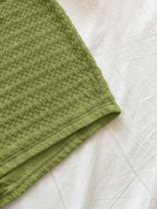 Soleia Bộ 2 áo và quần short thường ngày mùa hè cho nữ - Màu trơn, hở lưng - màu xanh lá - Xem 4