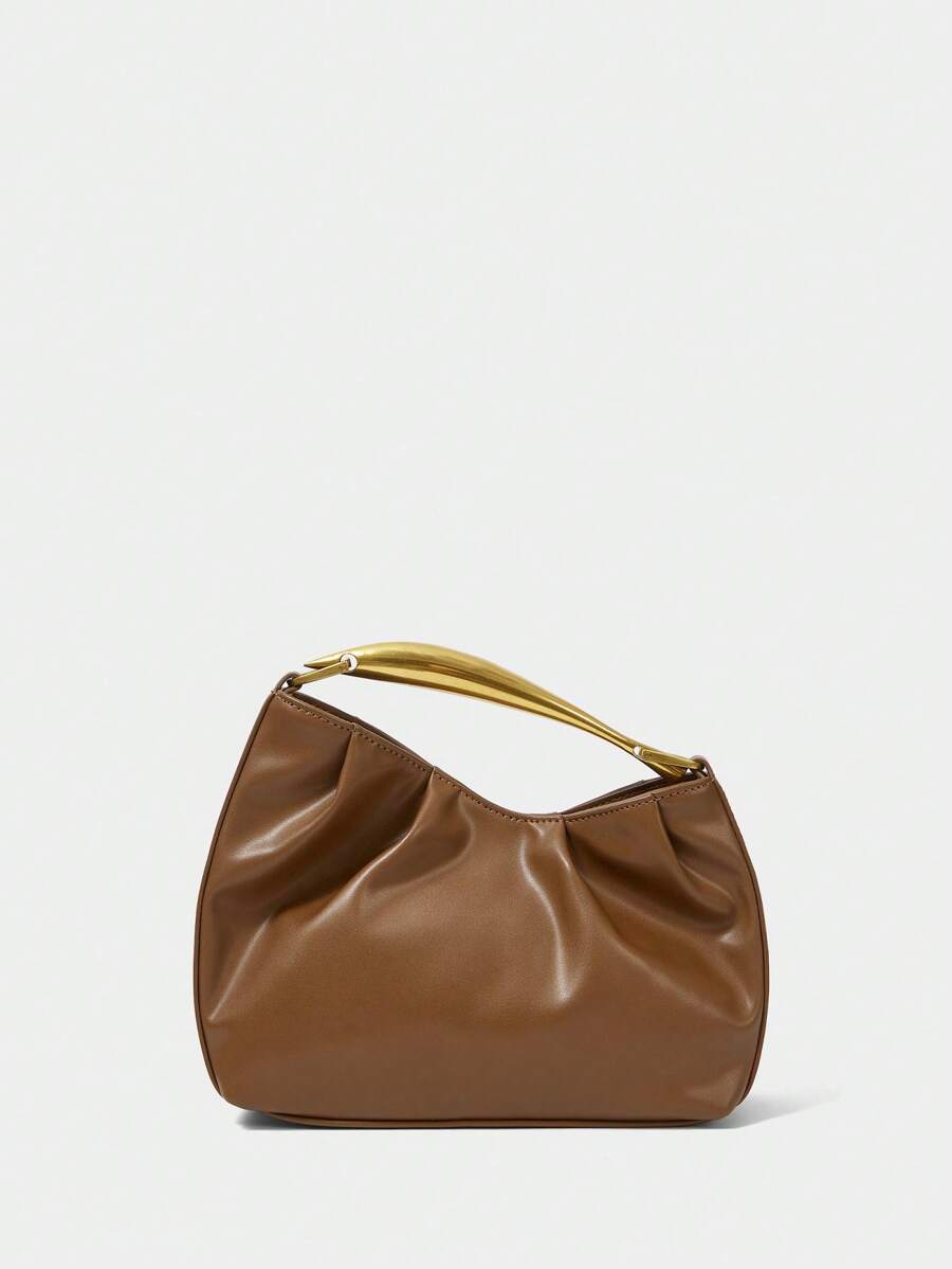 SHECARRY Women's Fashionable Versatile Casual Asymmetric Handbag - Apricot - View 1