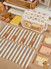 1 túi đựng bút trong suốt dung tích lớn Capybara Clamshell, hộp đựng bút chì học sinh có thiết kế khóa kéo nhiều lớp, có thể đựng 80 cây bút, có thể dùng để đựng phụ kiện văn phòng phẩm để bàn và các túi đựng khác (Một số tùy chọn không bao gồm phụ kiện!) Túi đựng đa năng dễ thương, hộp đựng bút chì, túi đựng mỹ phẩm đi học, văn phòng phẩm, mỹ phẩm, sản phẩm chăm sóc da, cọ, tiền xu, đồ dùng nhỏ, trở lại trường, đồ dùng học tập - Cà phê nâu - Xem 3