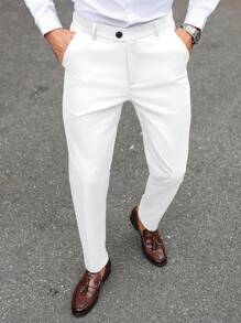 Manfinity Mode Plain Suit Pants For Men, Suitable For Commuting, Leisure And Business Travel,Suitable For New Year Holidays, Gift For Boyfriend