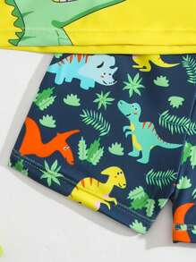 Baby Boy Beach Dinosaur Print Swimsuit Set - Green - View 5