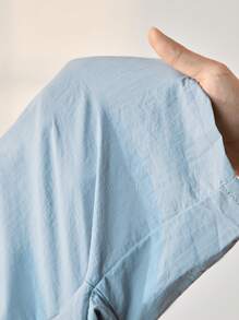 JNSQ 返校服，青少年女孩和男孩户外休闲宽松短裤，儿童松紧腰斜口袋宽松户外休闲短裤 - 灰色 - 查看 8