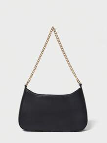 SHECARRY 女士单肩包 PU 皮革 秋季 夏季 冬季 学校 旅行 通勤 工作 优雅 精致 皮带 金属 链条 - 黑色 - 查看 4